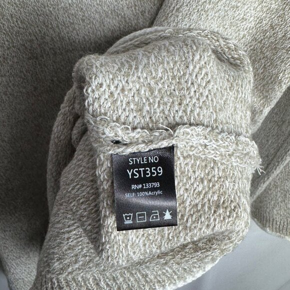 Beige POL Womens V-Neck Oversized Knit Sweater Women’s Large‎ Cozy Soft Lounge - Picture 6 of 7